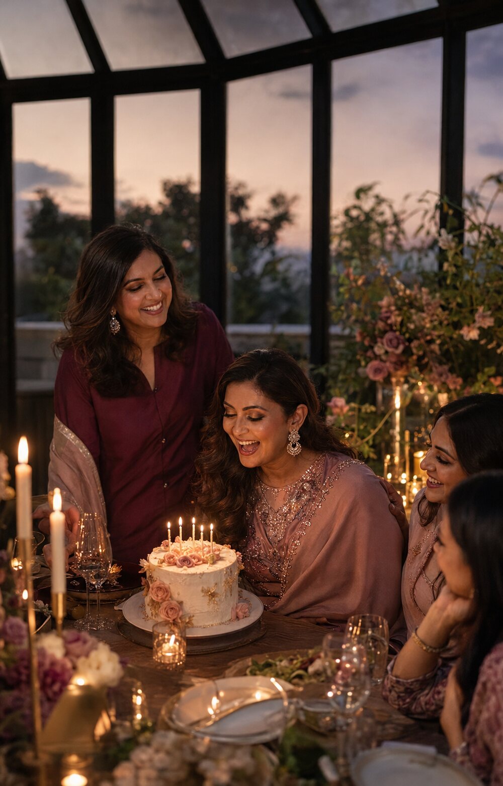 Amara concept for an intimate candlelit milestone birthday celebration